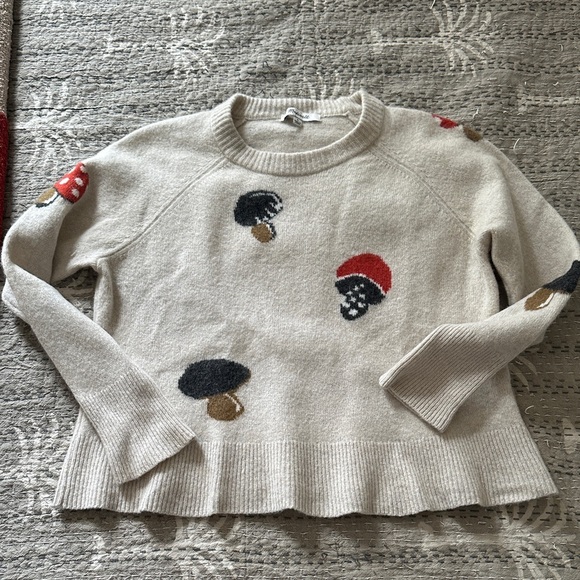 Madewell Sweaters - Madewell Beige Sweater with Mushroom Design
